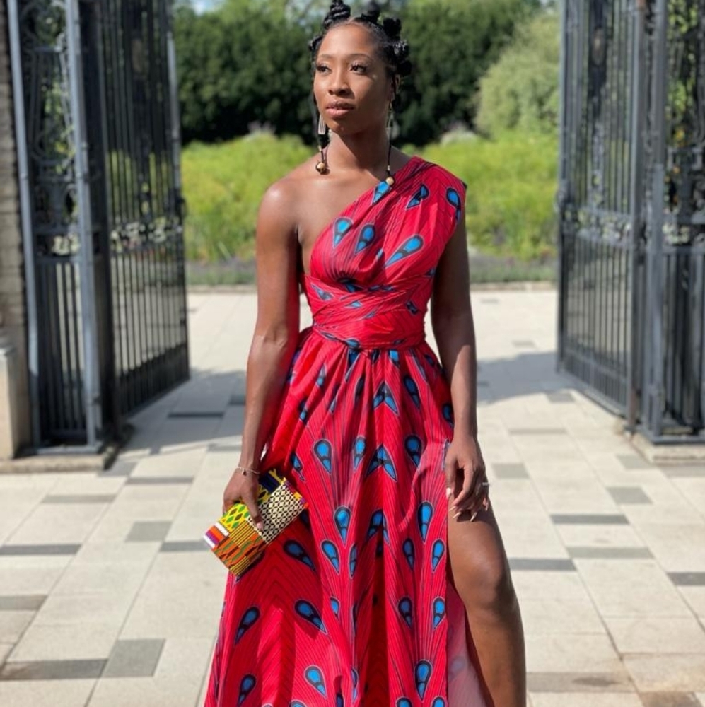 Multi tie African pattern dress
